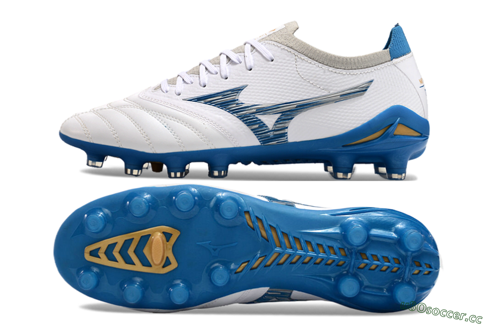 Women's Mizuno Morelia Neo 3 FG Firm Ground Low-Tops Football Boots - White/Blue/Yellow 1