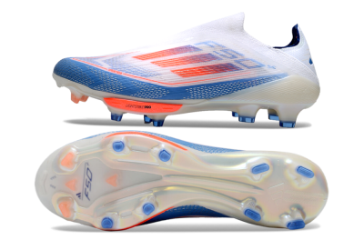 Unisex Adidas F50+ Lightstrike Pro Laceless FG Firm Ground Low-Tops Football Boots - White/Red/Blue