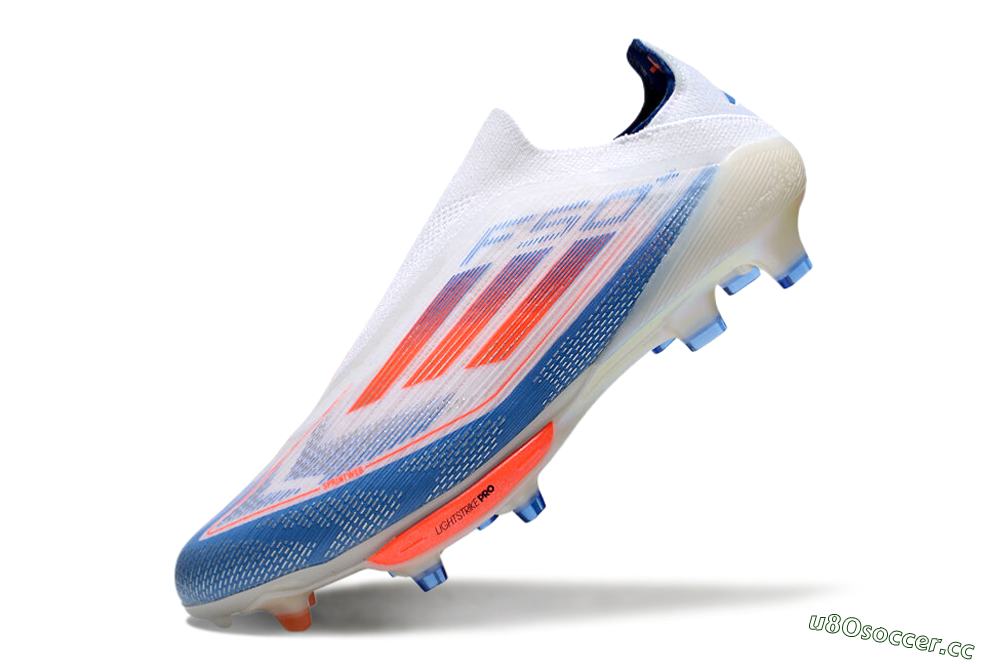 Unisex Adidas F50+ Lightstrike Pro Laceless FG Firm Ground Low-Tops Football Boots - White/Red/Blue 5