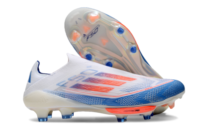 Unisex Adidas F50+ Lightstrike Pro Laceless FG Firm Ground Low-Tops Football Boots - White/Red/Blue