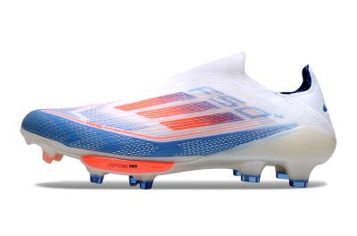 Unisex Adidas F50+ Lightstrike Pro Laceless FG Firm Ground Low-Tops Football Boots - White/Red/Blue