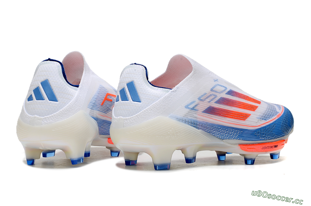 Unisex Adidas F50+ Lightstrike Pro Laceless FG Firm Ground Low-Tops Football Boots - White/Red/Blue 6