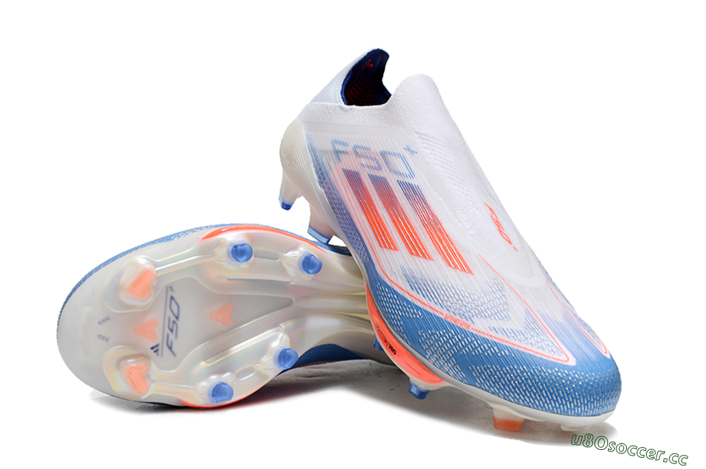 Unisex Adidas F50+ Lightstrike Pro Laceless FG Firm Ground Low-Tops Football Boots - White/Red/Blue 3