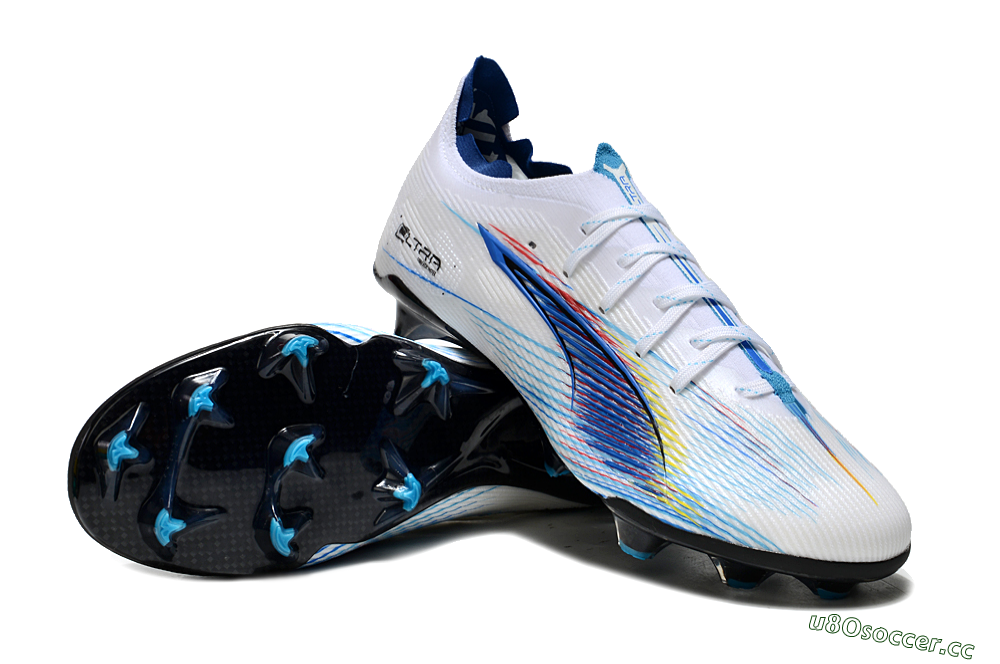 Men's Puma Ultra 5 Ultimate FG Firm Ground Low-Tops Football Boots - Blue/White/Black 3