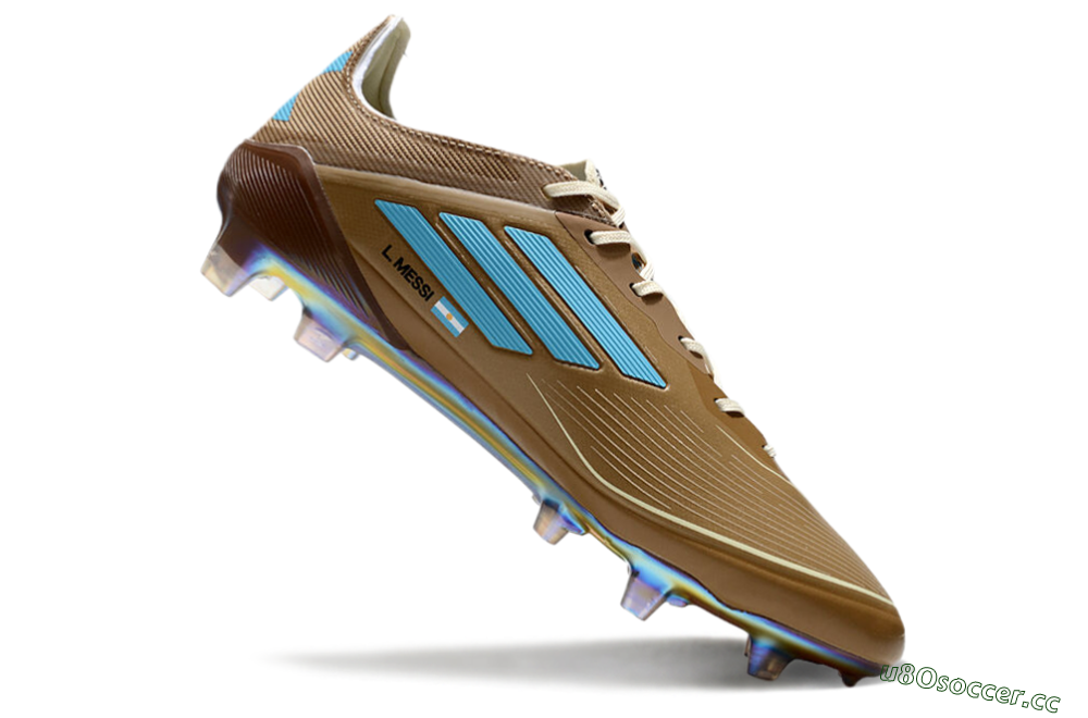 Men's Adidas F50 Elite FG Firm Ground Low-Tops Football Boots - Brown/White/Blue 4
