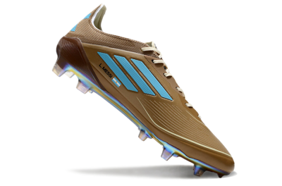 Men's Adidas F50 Elite FG Firm Ground Low-Tops Football Boots - Brown/White/Blue