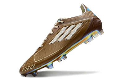 Men's Adidas F50 Elite FG Firm Ground Low-Tops Football Boots - Brown/White/Blue