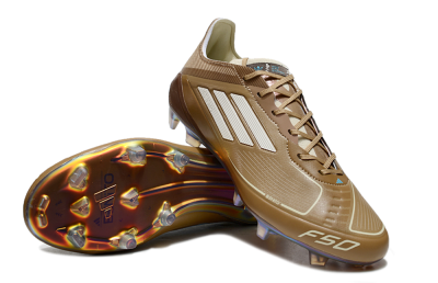 Men's Adidas F50 Elite FG Firm Ground Low-Tops Football Boots - Brown/White/Blue