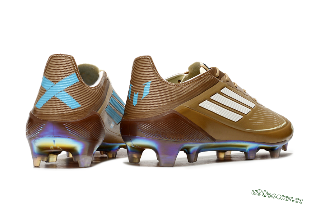 Men's Adidas F50 Elite FG Firm Ground Low-Tops Football Boots - Brown/White/Blue 6