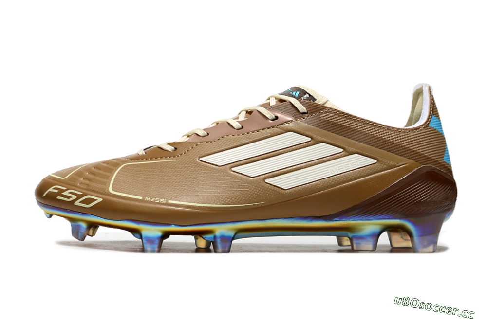 Men's Adidas F50 Elite FG Firm Ground Low-Tops Football Boots - Brown/White/Blue 0