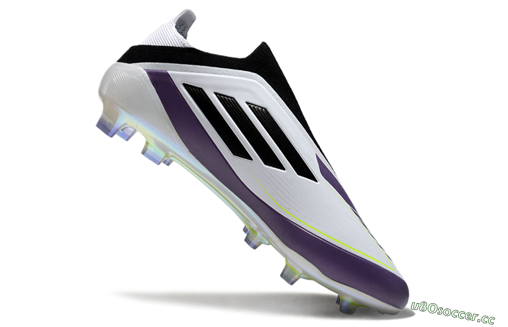Men's Adidas F50 Elite Laceless FG Firm Ground Low-Tops Football Boots - White/Purple/Black 4