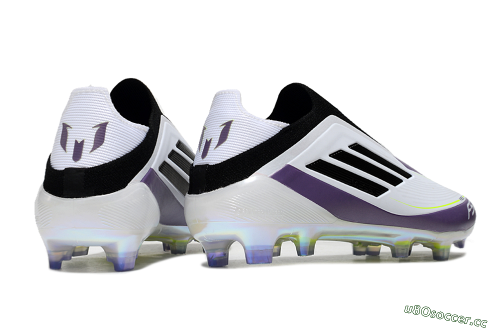 Men's Adidas F50 Elite Laceless FG Firm Ground Low-Tops Football Boots - White/Purple/Black 6