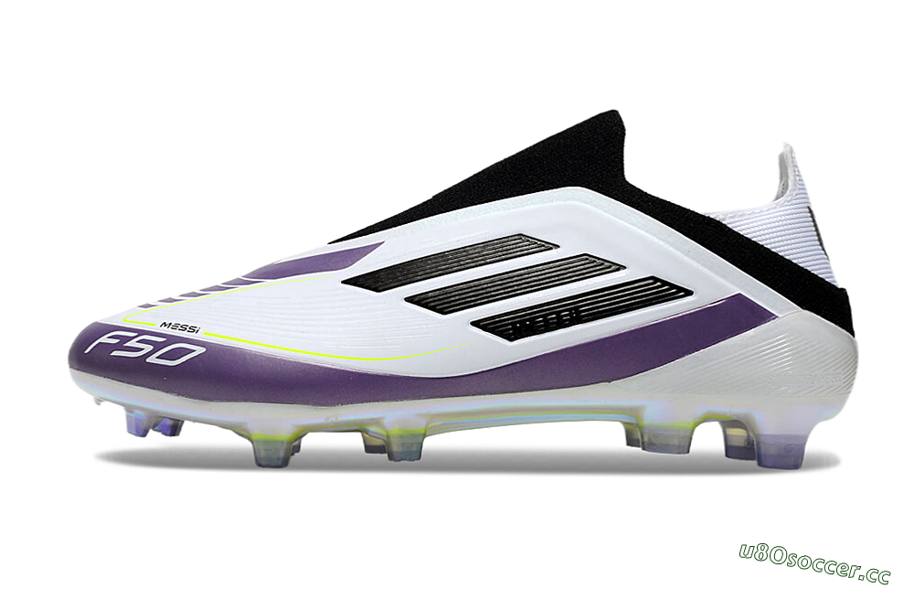 Men's Adidas F50 Elite Laceless FG Firm Ground Low-Tops Football Boots - White/Purple/Black 0