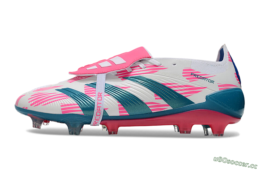 Unisex Adidas Predator Elite Foldover Tongue FG Firm Ground Low-Tops Football Boots - White/Blue/Pink 0