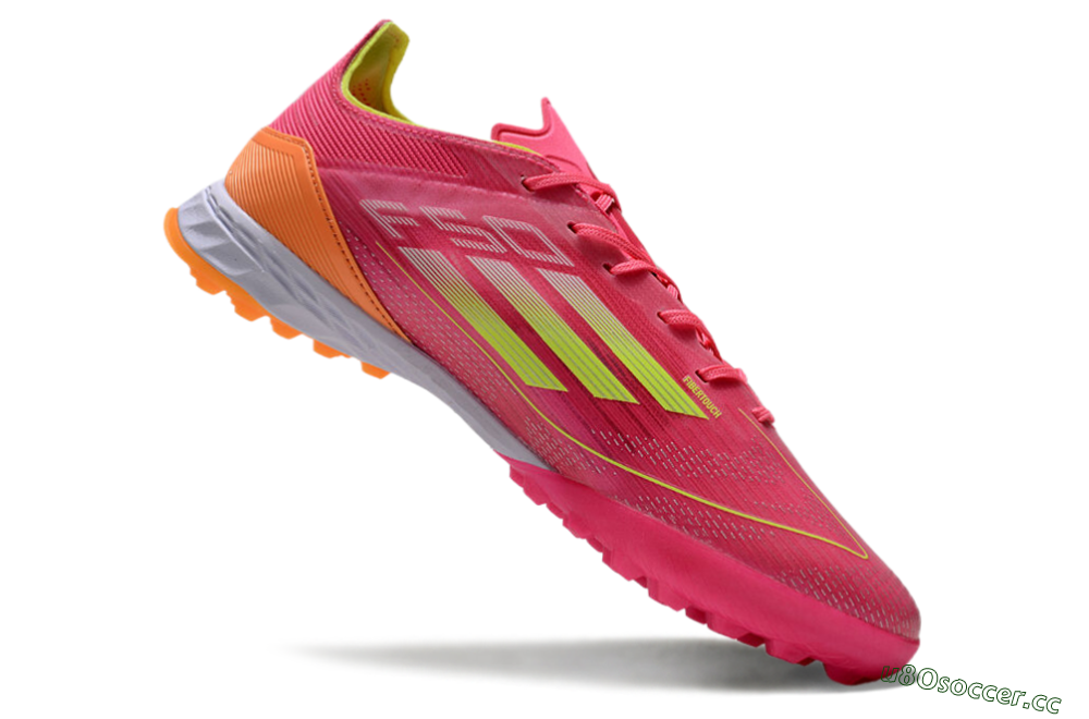 Men's Adidas F50 Elite TF Artificial Turf Low-Tops Football Shoes - Pink/Yellow/Orange 4