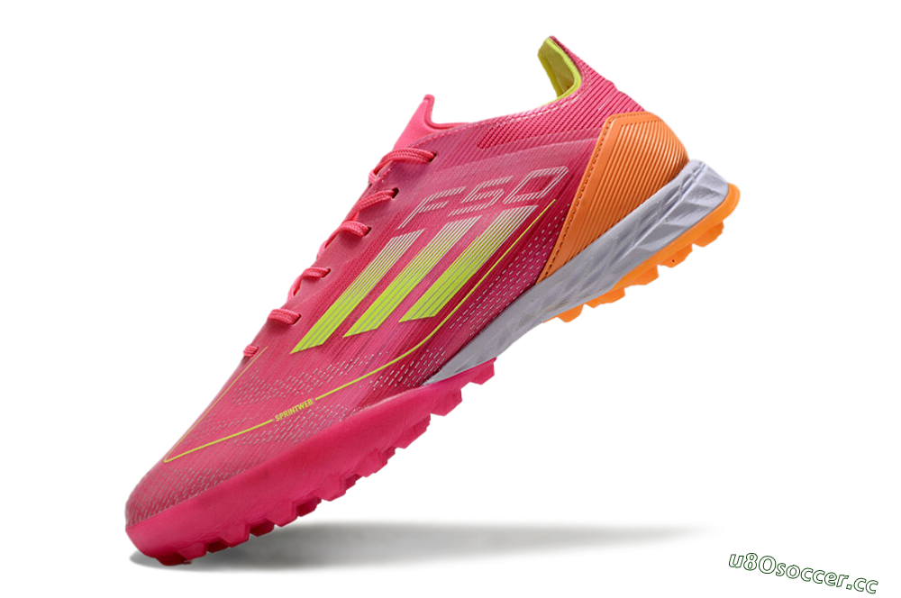 Men's Adidas F50 Elite TF Artificial Turf Low-Tops Football Shoes - Pink/Yellow/Orange 5