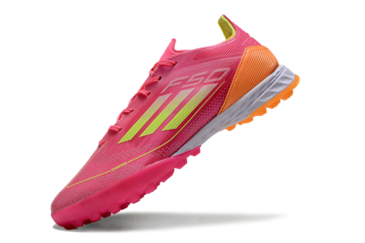 Men's Adidas F50 Elite TF Artificial Turf Low-Tops Football Shoes - Pink/Yellow/Orange