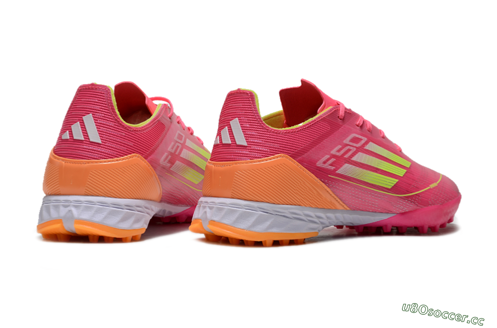 Men's Adidas F50 Elite TF Artificial Turf Low-Tops Football Shoes - Pink/Yellow/Orange 6
