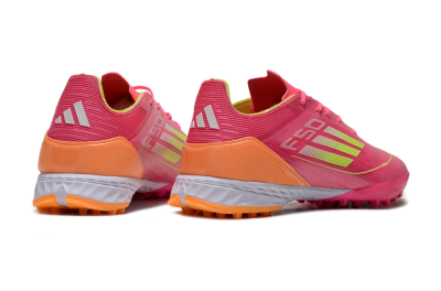 Men's Adidas F50 Elite TF Artificial Turf Low-Tops Football Shoes - Pink/Yellow/Orange