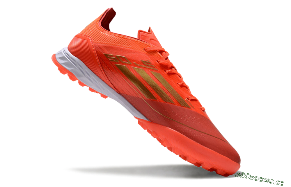 Men's Adidas F50 Elite TF Artificial Turf Low-Tops Football Shoes - Red/Gold/White 4