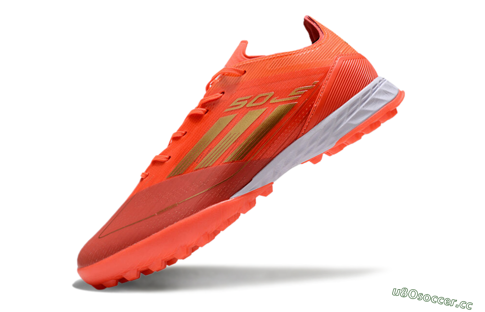 Men's Adidas F50 Elite TF Artificial Turf Low-Tops Football Shoes - Red/Gold/White 5