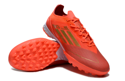 Men's Adidas F50 Elite TF Artificial Turf Low-Tops Football Shoes - Red/Gold/White
