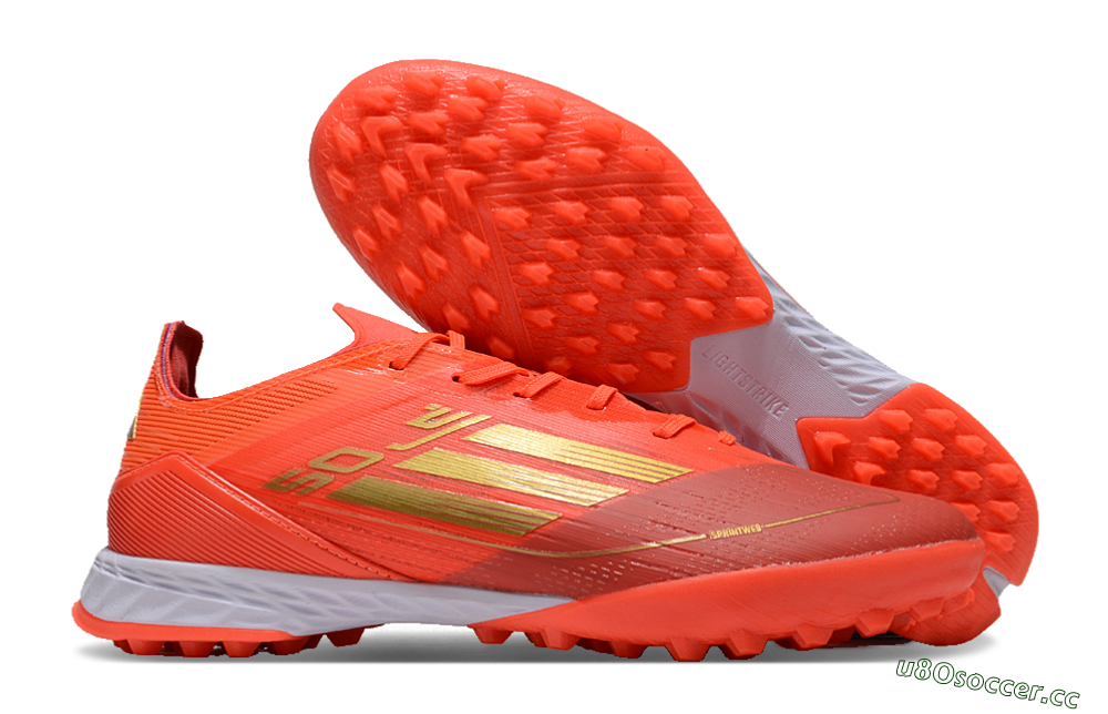 Men's Adidas F50 Elite TF Artificial Turf Low-Tops Football Shoes - Red/Gold/White 2