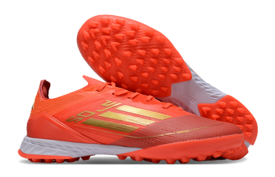 Men's Adidas F50 Elite TF Artificial Turf Low-Tops Football Shoes - Red/Gold/White
