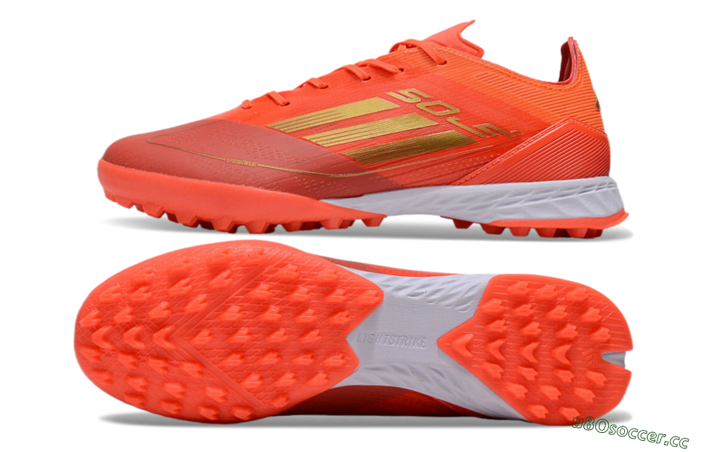 Men's Adidas F50 Elite TF Artificial Turf Low-Tops Football Shoes - Red/Gold/White 1