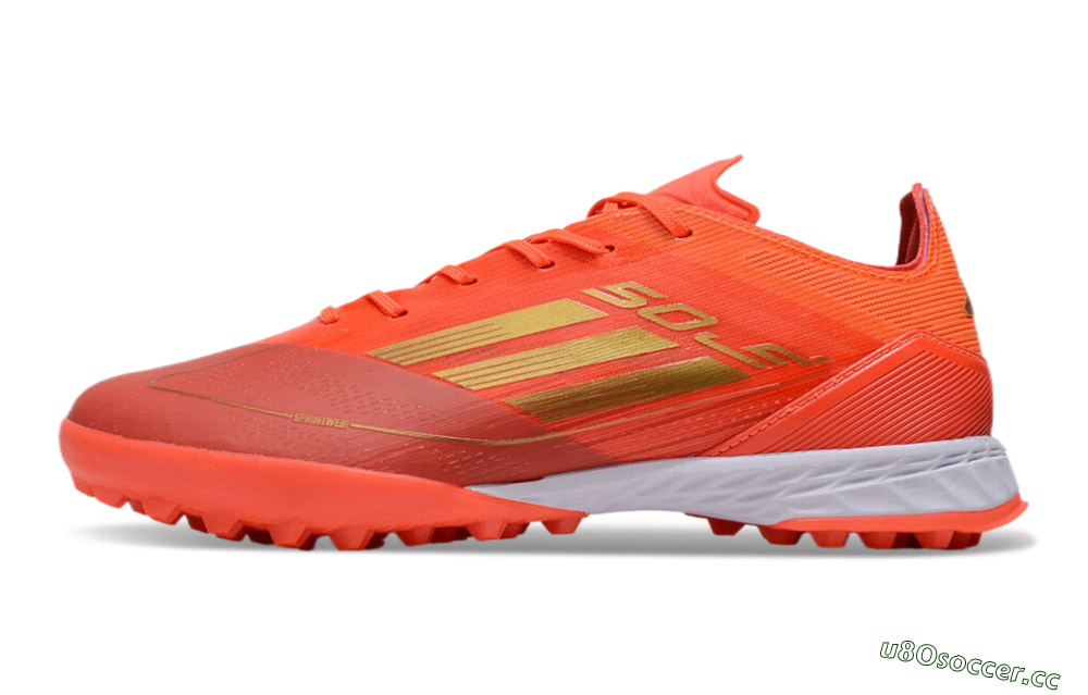 Men's Adidas F50 Elite TF Artificial Turf Low-Tops Football Shoes - Red/Gold/White 0