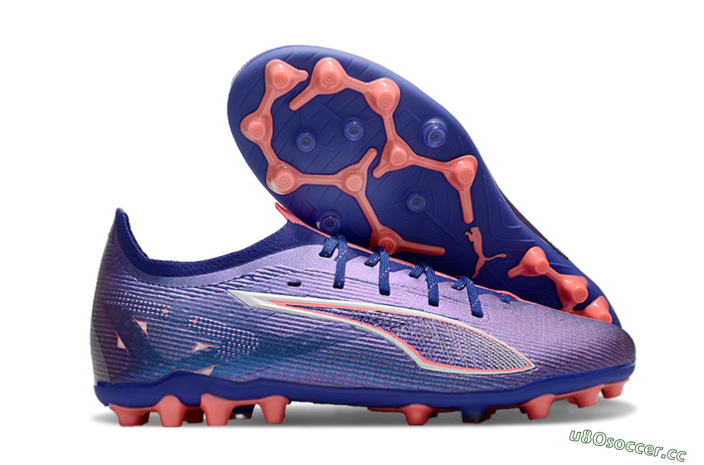 Men's Puma Ultra 5 Ultimate MG Multi Ground Low-Tops Football Boots - Purple/Red/White 2