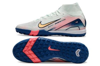 Unisex Nike Air Zoom Mercurial Superfly 10 Elite TF Artificial Turf High-Tops Football Shoes - White/Pink/Blue