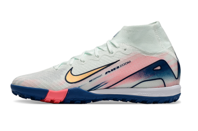 Unisex Nike Air Zoom Mercurial Superfly 10 Elite TF Artificial Turf High-Tops Football Shoes - White/Pink/Blue