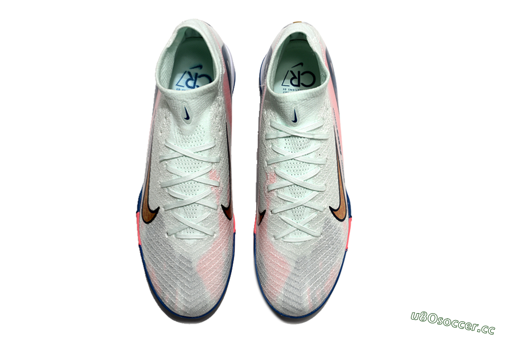 Unisex Nike Air Zoom Mercurial Superfly 10 Elite TF Artificial Turf High-Tops Football Shoes - White/Pink/Blue 3