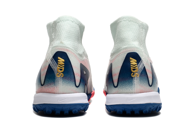 Unisex Nike Air Zoom Mercurial Superfly 10 Elite TF Artificial Turf High-Tops Football Shoes - White/Pink/Blue