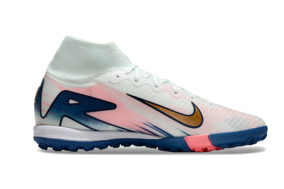 Unisex Nike Air Zoom Mercurial Superfly 10 Elite TF Artificial Turf High-Tops Football Shoes - White/Pink/Blue