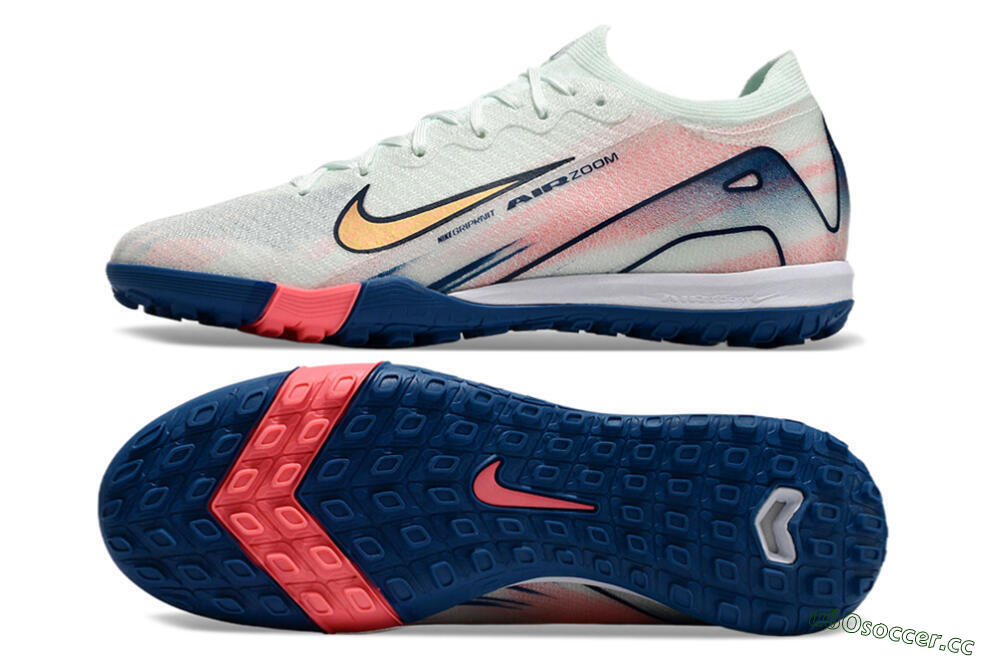 Unisex Nike Air Zoom Mercurial Vapor 16 Elite TF Artificial Turf Low-Tops Football Shoes - White/Pink/Blue 7