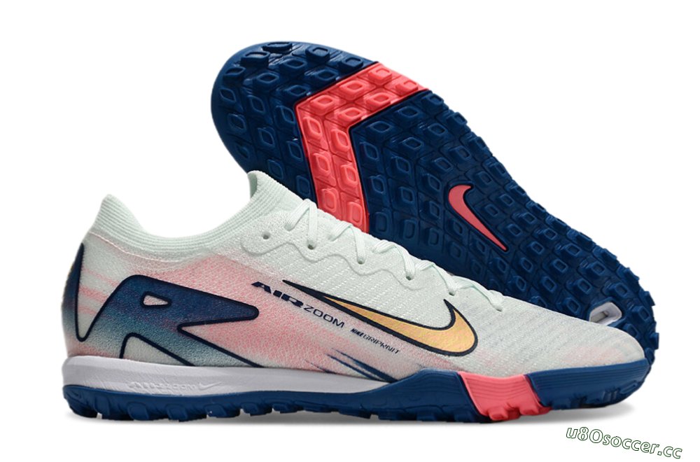 Unisex Nike Air Zoom Mercurial Vapor 16 Elite TF Artificial Turf Low-Tops Football Shoes - White/Pink/Blue 1