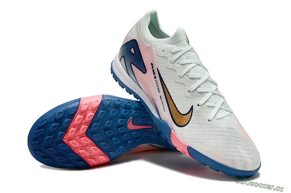Unisex Nike Air Zoom Mercurial Vapor 16 Elite TF Artificial Turf Low-Tops Football Shoes - White/Pink/Blue 0