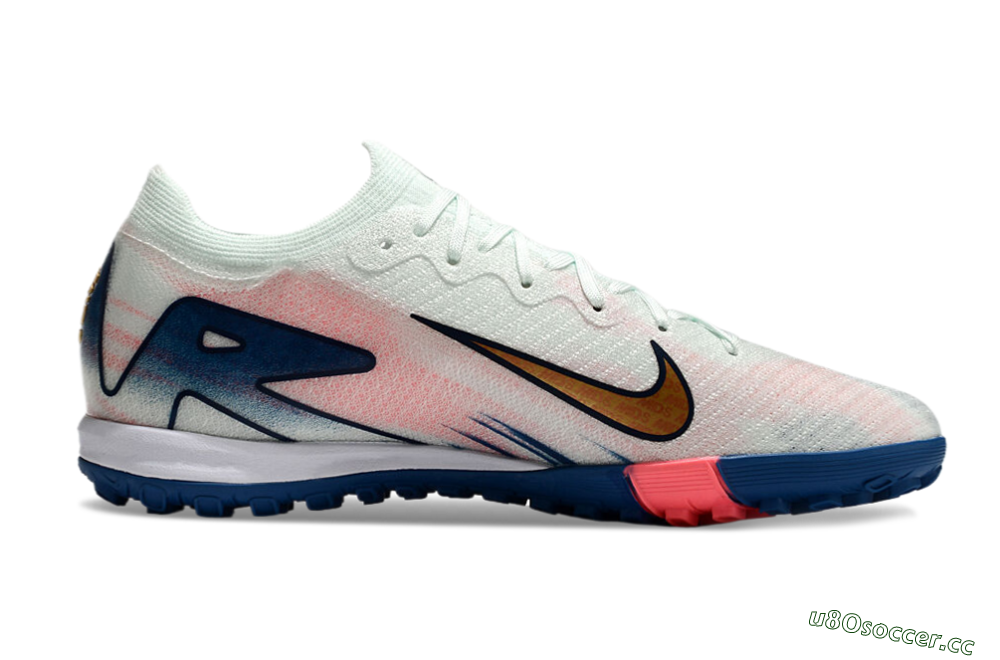 Unisex Nike Air Zoom Mercurial Vapor 16 Elite TF Artificial Turf Low-Tops Football Shoes - White/Pink/Blue 6