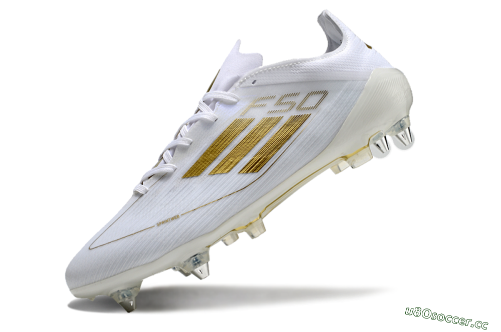 Men's Adidas F50 Elite SG Soft Ground Low-Tops Football Boots - White/Gold 5