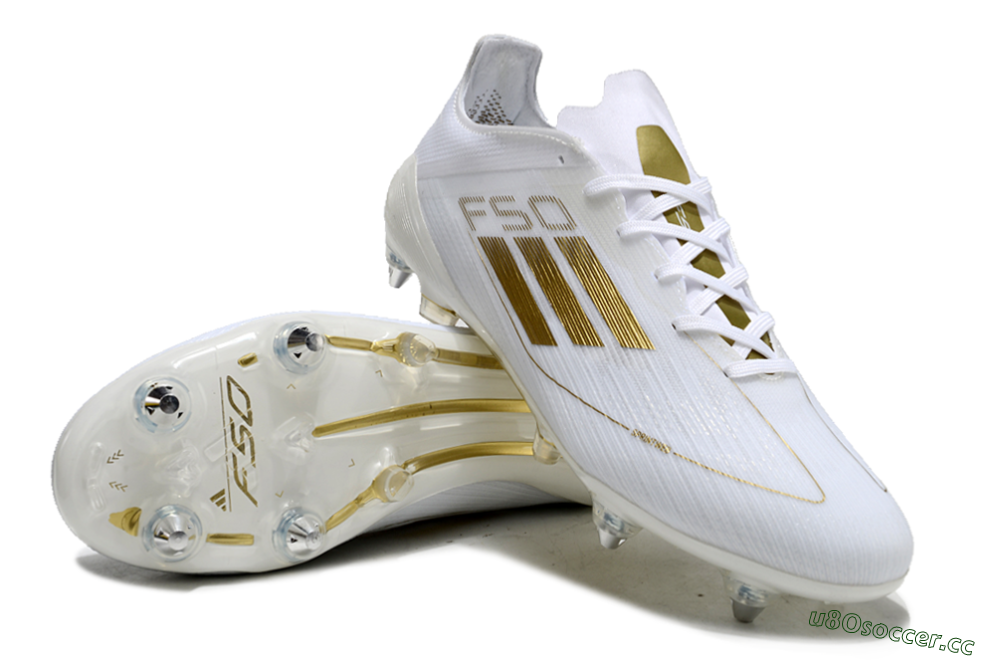 Men's Adidas F50 Elite SG Soft Ground Low-Tops Football Boots - White/Gold 3