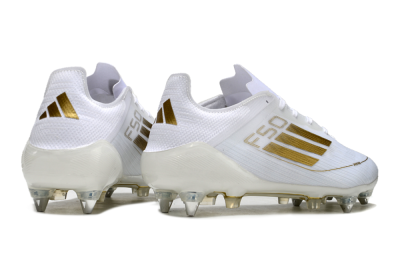 Men's Adidas F50 Elite SG Soft Ground Low-Tops Football Boots - White/Gold