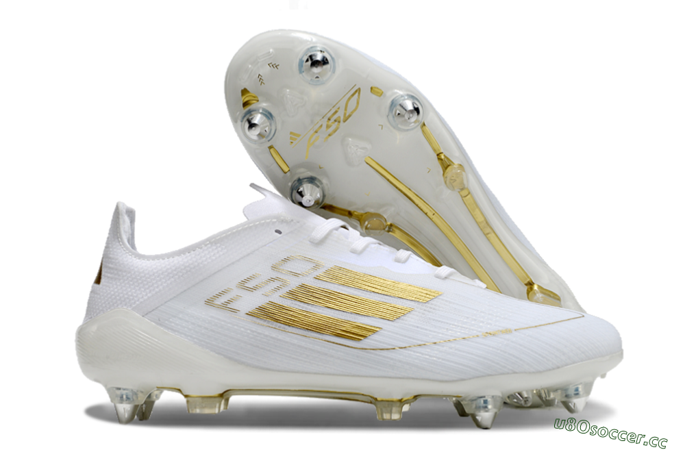 Men's Adidas F50 Elite SG Soft Ground Low-Tops Football Boots - White/Gold 2