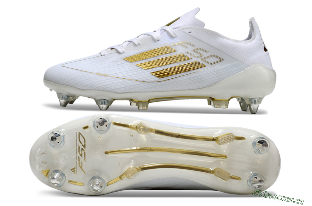 Men's Adidas F50 Elite SG Soft Ground Low-Tops Football Boots - White/Gold 1
