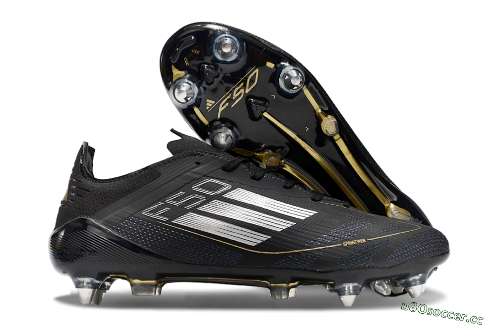 Men's Adidas F50 Elite SG Soft Ground Low-Tops Football Boots - Black/White 2