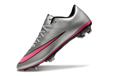 Men's Nike Mercurial Vapor 10 Elite FG Firm Ground Low-Tops Football Boots - Sliver/Pink/Black