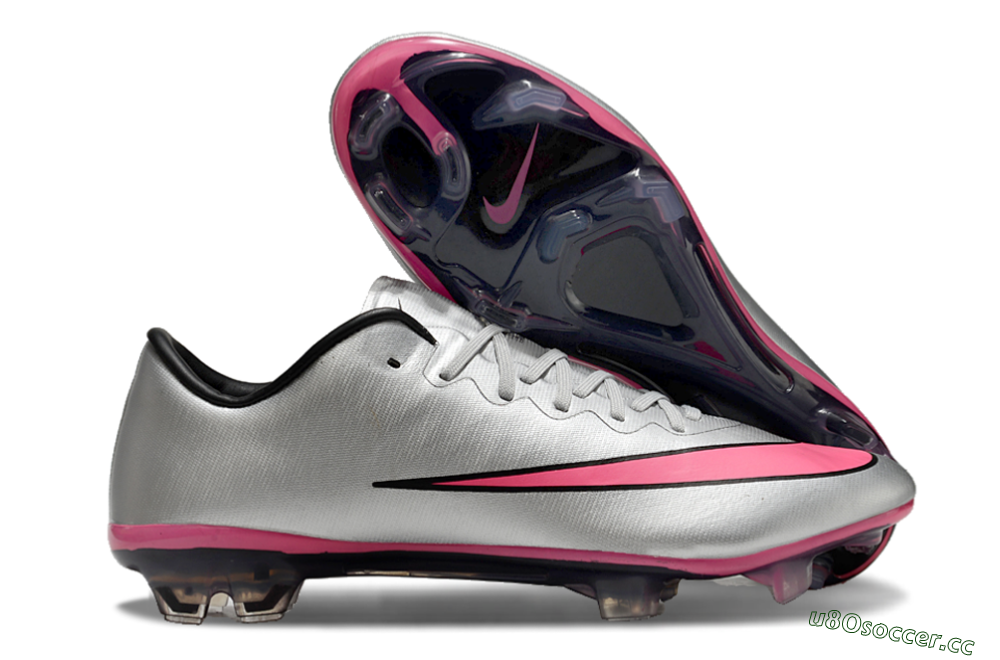 Men's Nike Mercurial Vapor 10 Elite FG Firm Ground Low-Tops Football Boots - Sliver/Pink/Black 2