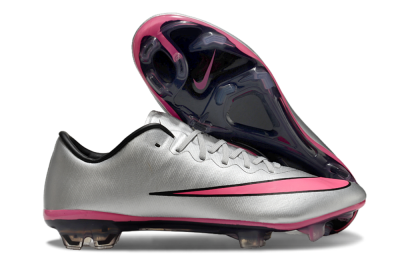 Men's Nike Mercurial Vapor 10 Elite FG Firm Ground Low-Tops Football Boots - Sliver/Pink/Black
