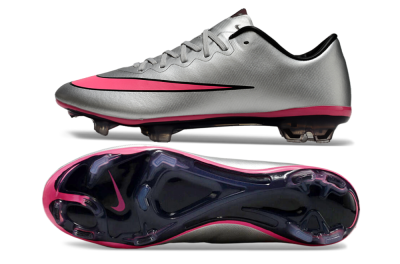Men's Nike Mercurial Vapor 10 Elite FG Firm Ground Low-Tops Football Boots - Sliver/Pink/Black